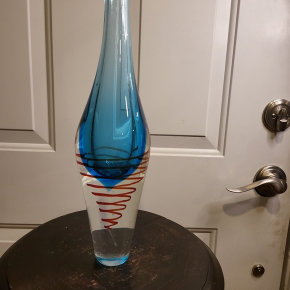 Vintage Hand Blown Heavy Murano Style Glass Vase - Picture 6 of 11